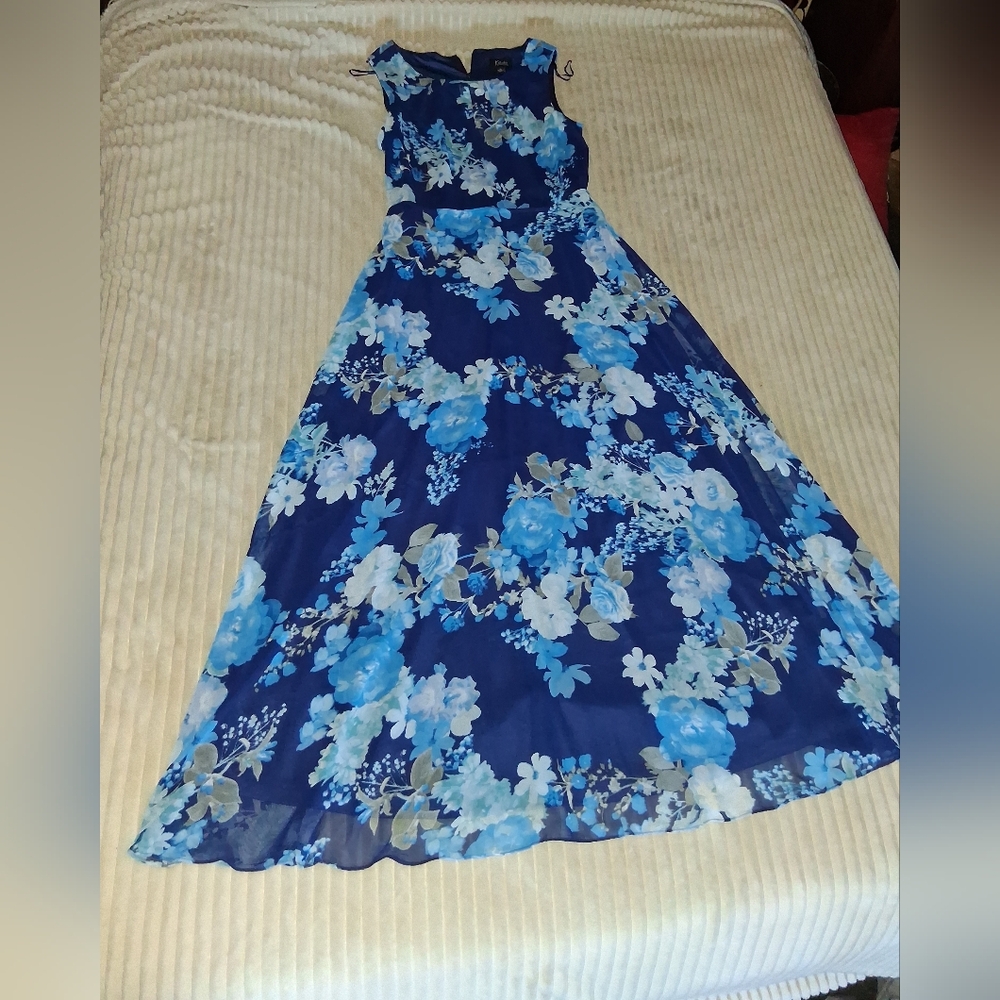 Blue Floral Maxi Dress - Sleeveless Elegant Summer Dress